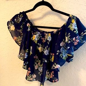 Blue floral crop top